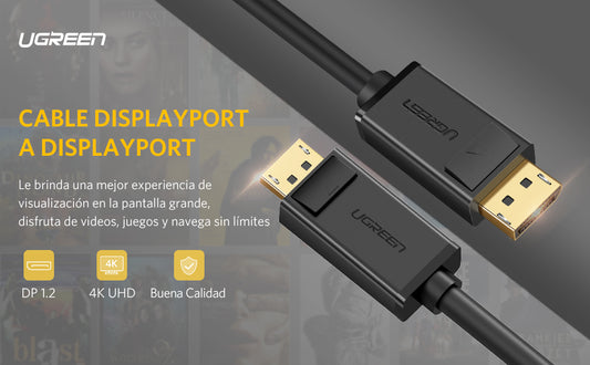 Cable DisplayPort 1.2 Macho a Macho | Longitud 1.50 Metros (4.92 Pies) | Versión DP1.2 | Soporta 4K@60Hz; 2K@144Hz | Soporta 3D | Color Profundo de 8