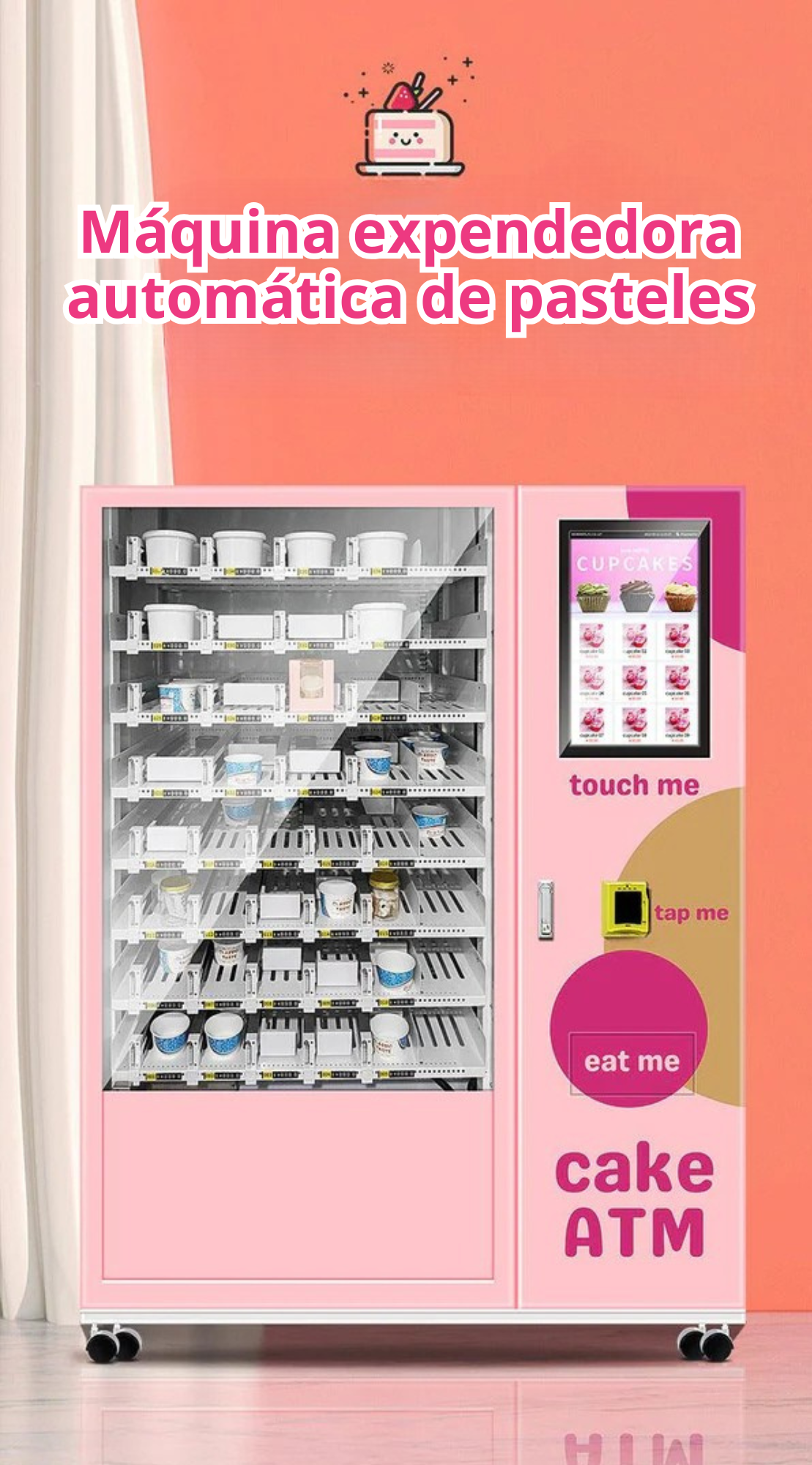 Cake and dessert vending machine, 24 hours self-service vending machine, cupcake vending machine with 21.5 inch touch screen