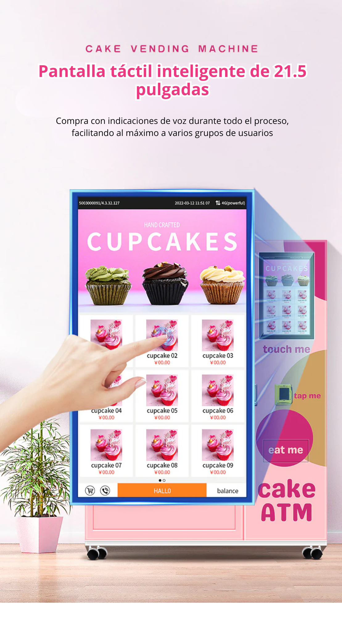 Cake and dessert vending machine, 24 hours self-service vending machine, cupcake vending machine with 21.5 inch touch screen