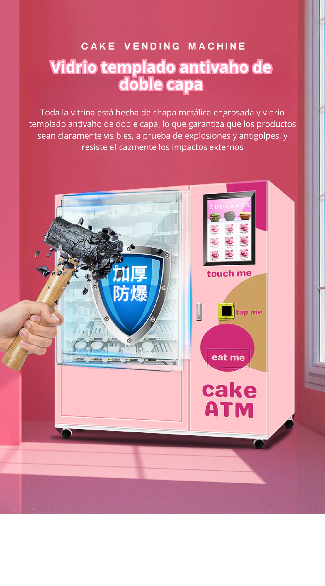 Cake and dessert vending machine, 24 hours self-service vending machine, cupcake vending machine with 21.5 inch touch screen