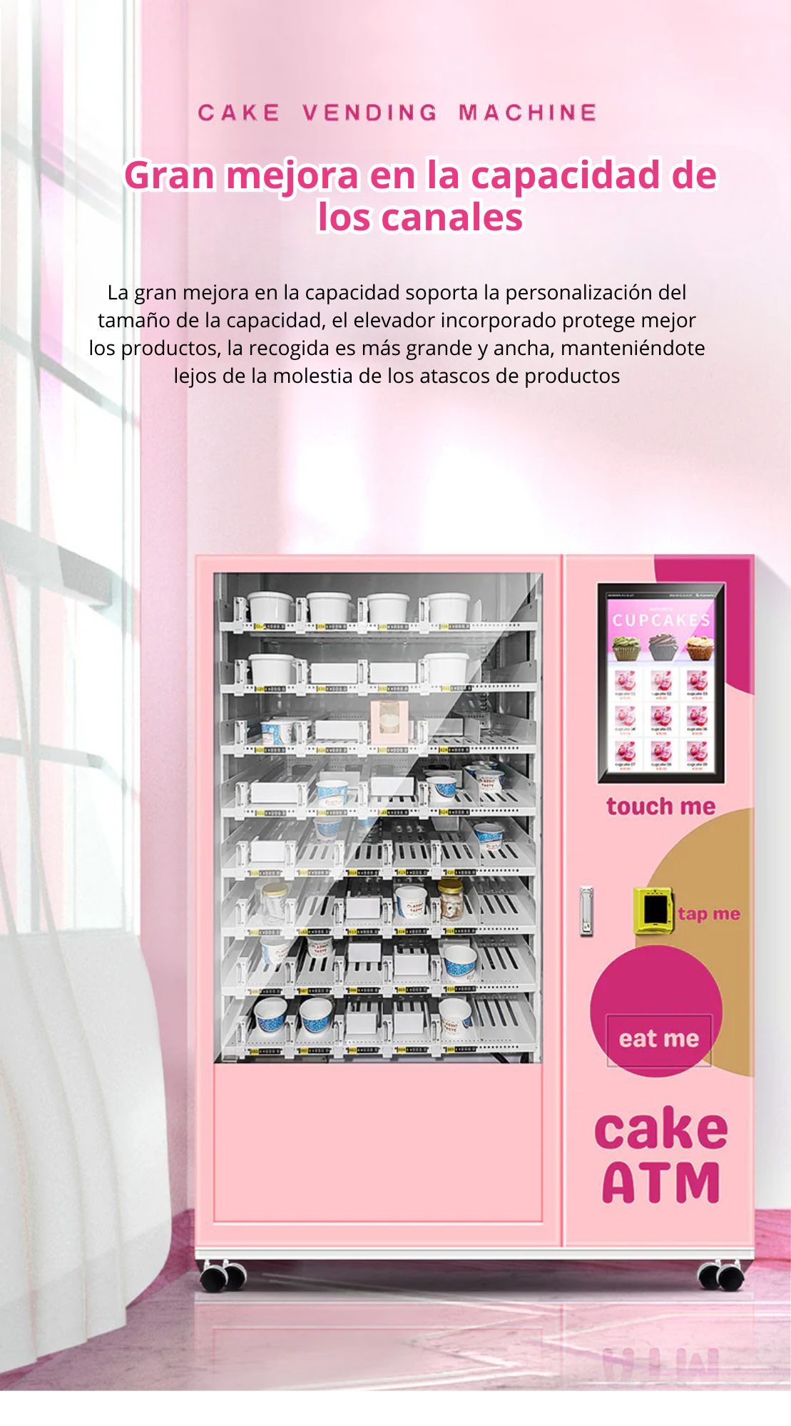 Cake and dessert vending machine, 24 hours self-service vending machine, cupcake vending machine with 21.5 inch touch screen