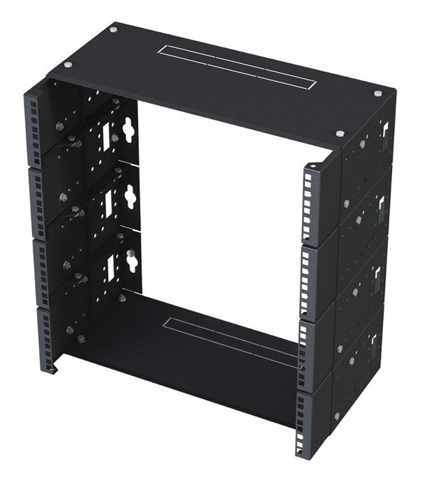 Rack Abierto de montaje en Pared, de 19in, Profundidad Ajustable (8" a 12") de 2.5 Unidades de rack, con Capacidad de Crecimiento.