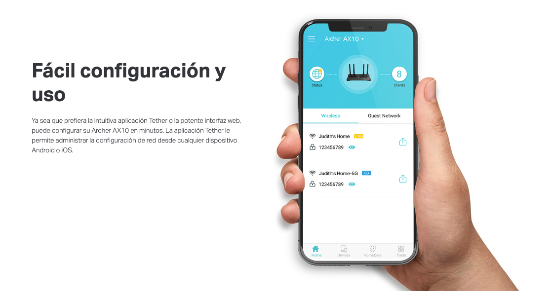 Router WiFi 6 AX 1500Mbps / MU-MIMO 2X2 y OFDMA / 1 Puerto WAN 10/100/1000 Mbps / 4 Puertos LAN 10/100/1000 Mbps / 4 Antenas Beamforming
