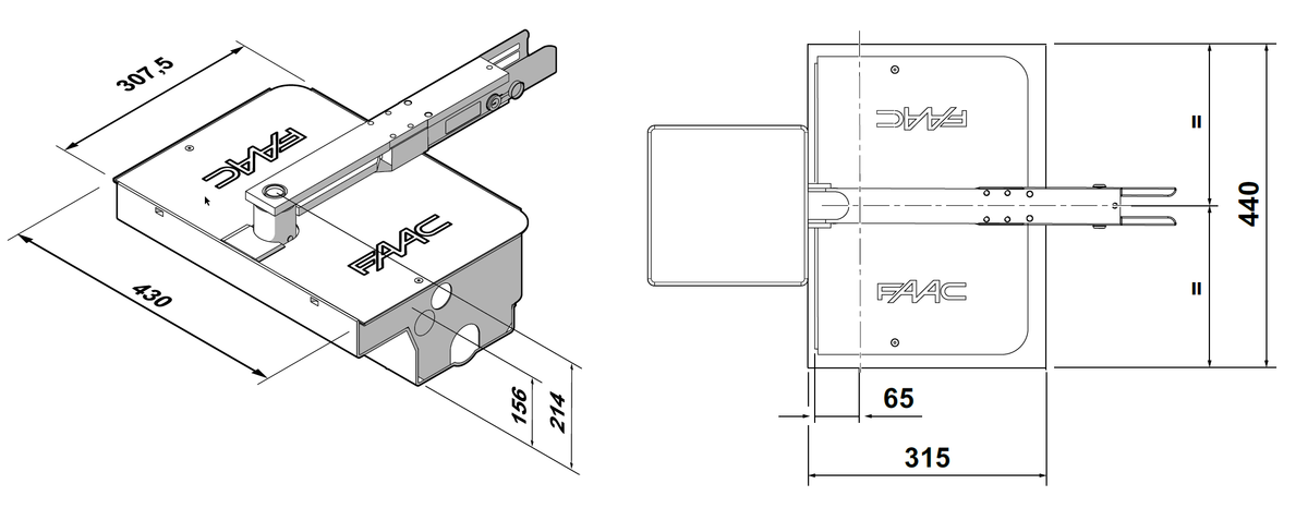 Kit de Operadores Subterraneos FAAC 770N 24V para Puertas Abatibles / Para Puertas de Hasta 3.5 Metros