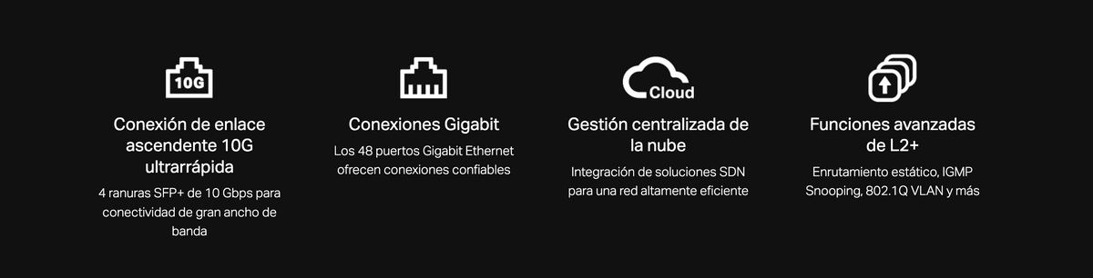 Switch Omada SDN Administrable / 48 puertos Gigabit y 4 puertos SFP+ / Funciones sFlow, QinQ y QoS / Administración centralizada OMADA