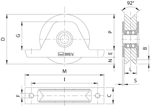 336V - Rueda de 14 cm / Capacidad Para Puertas de Hasta 420 kg / Canal Tipo "V"