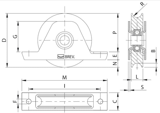 338 - Rueda de 14 cm / Capacidad Para puertas de Hasta 420 kg / Canal Tipo "U"