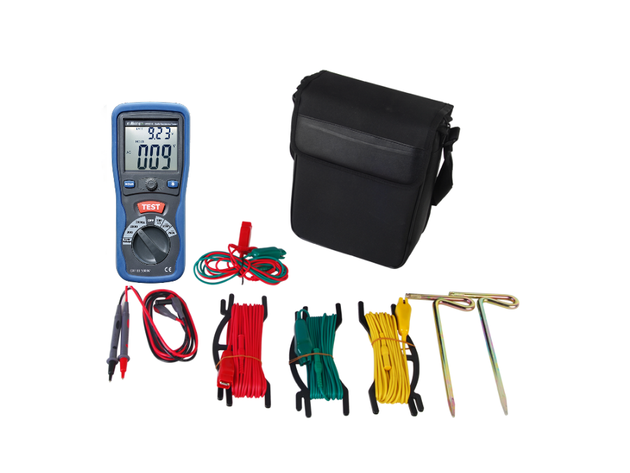 KIT de Medidor de Resistencia a Tierra Digital ( Terrómetro ), a 3 hilos CAT III / 1000 V.