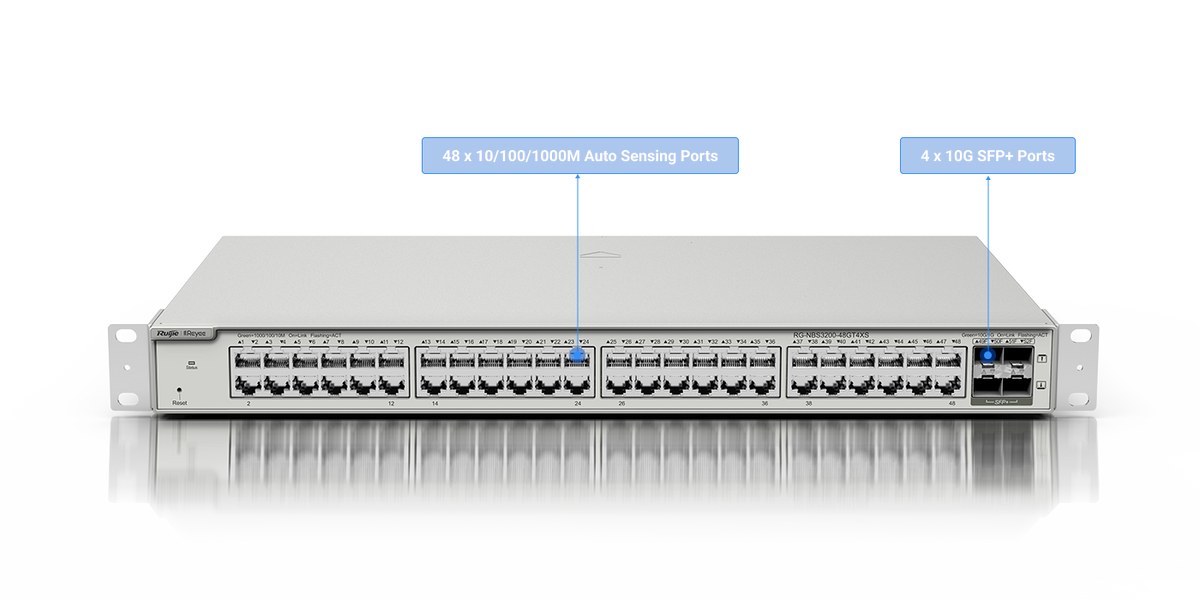Switch Administrable Capa 2+ Plus, con 48 puertos Gigabit + 4 SFP+ para fibra 10Gb, gestión gratuita desde la nube
