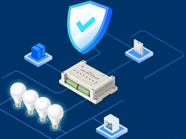 Controlador Inteligente de Iluminación LoRaWAN / 8 Circuitos / Medición de Energía / D2D Sin Gateway / Programación Automática