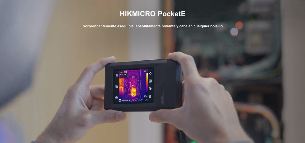 POCKET-E - Cámara Termográfica Portátil Lente Térmico 1.35 mm (96 x 96) pixeles / Lente Optico (640 × 480) / WiFi / IP54 / Memoria interna 4 Gb