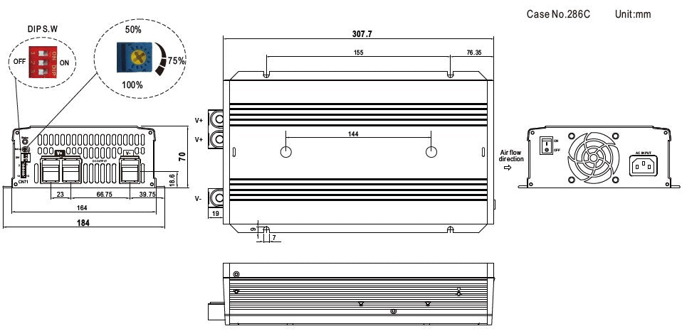 Cargador para Baterías de Plomo Ácido y Litio / 25A / 48V / Bancos de 100 a 330 Ah/ Con cable de alimentación
