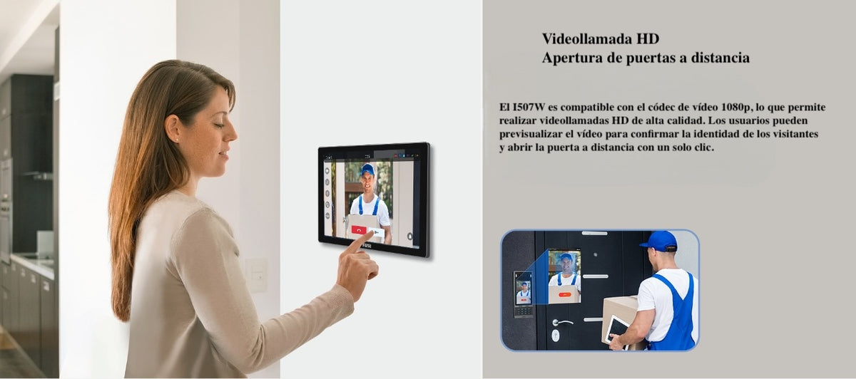 Monitor Audio/Video IP/SIP para interior, Wi-Fi, pantalla táctil de 10.1", Apertura remota