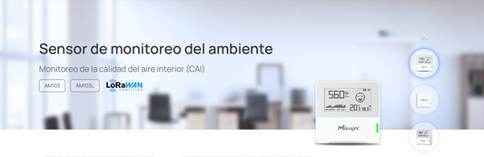Sensor Ambiental IAQ LoRaWAN / CO2 + Temperatura + Humedad / Indicador Tipo Semáforo / Batería 3 Años / Monitoreo para Oficinas y Edificios