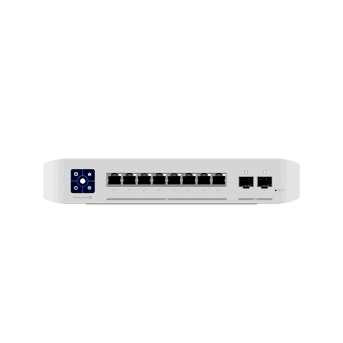 UniFi Switch Empresarial Capa 3 de 8 Puertos PoE 802.3af/at 2.5G + 2 Puertos 1/10G SFP+, 120W, Pantalla Informativa