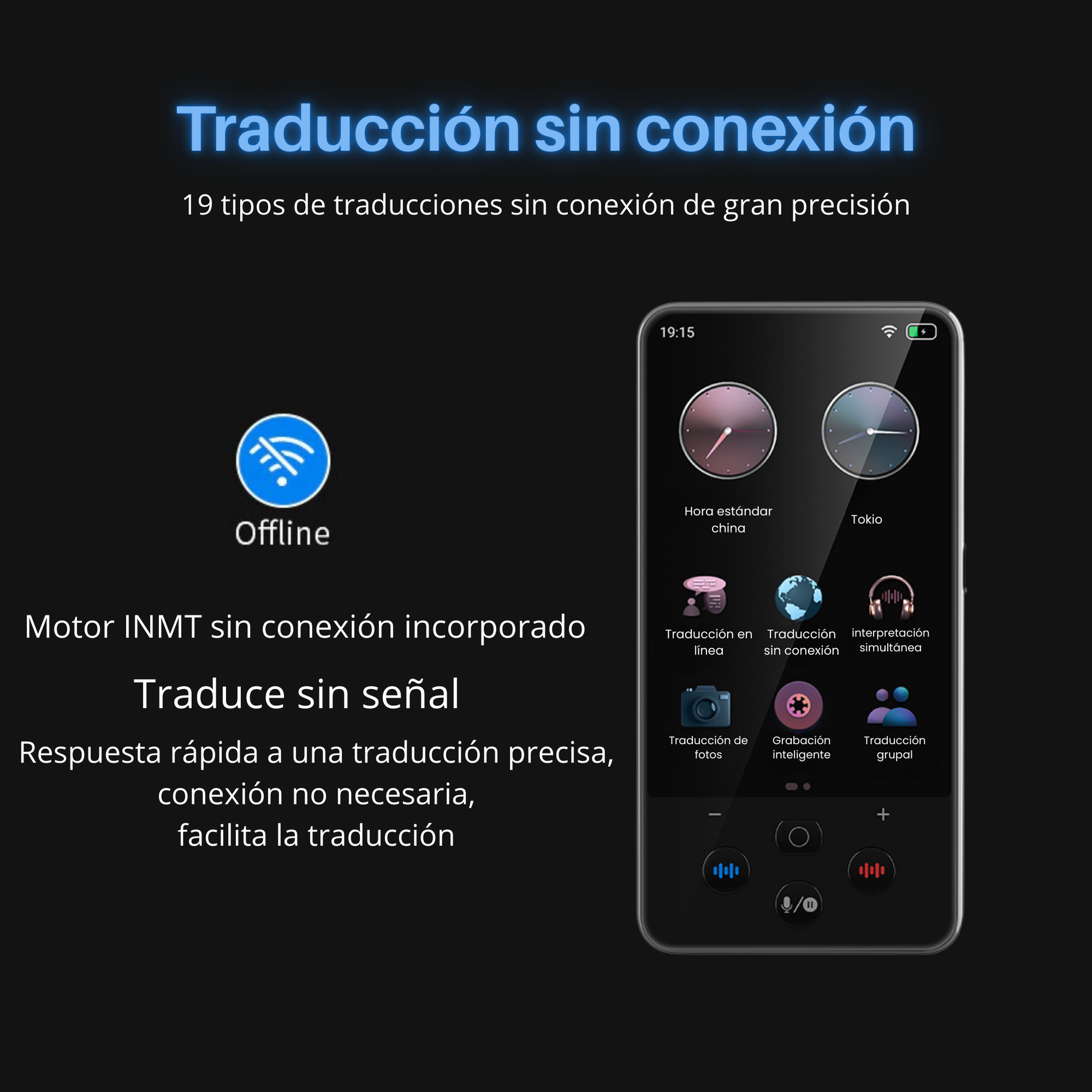 Traductor con Voz inteligente S85pro 139 idiomas, traducción mutua, teléfono móvil, traductor de fotos y conversaciones sin conexión