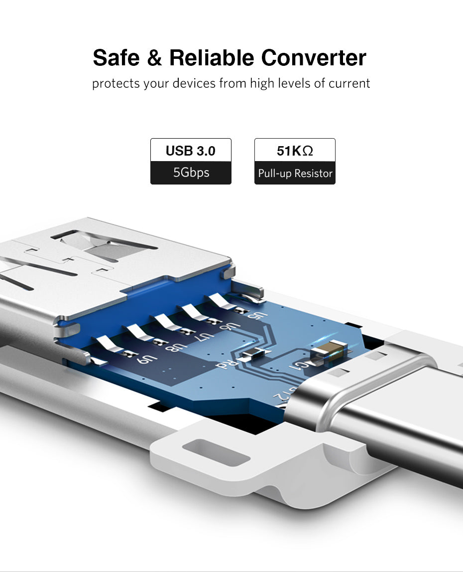 Adaptador USB-C 3.1 Macho a USB-A 3.0 Hembra Admite Función OTG