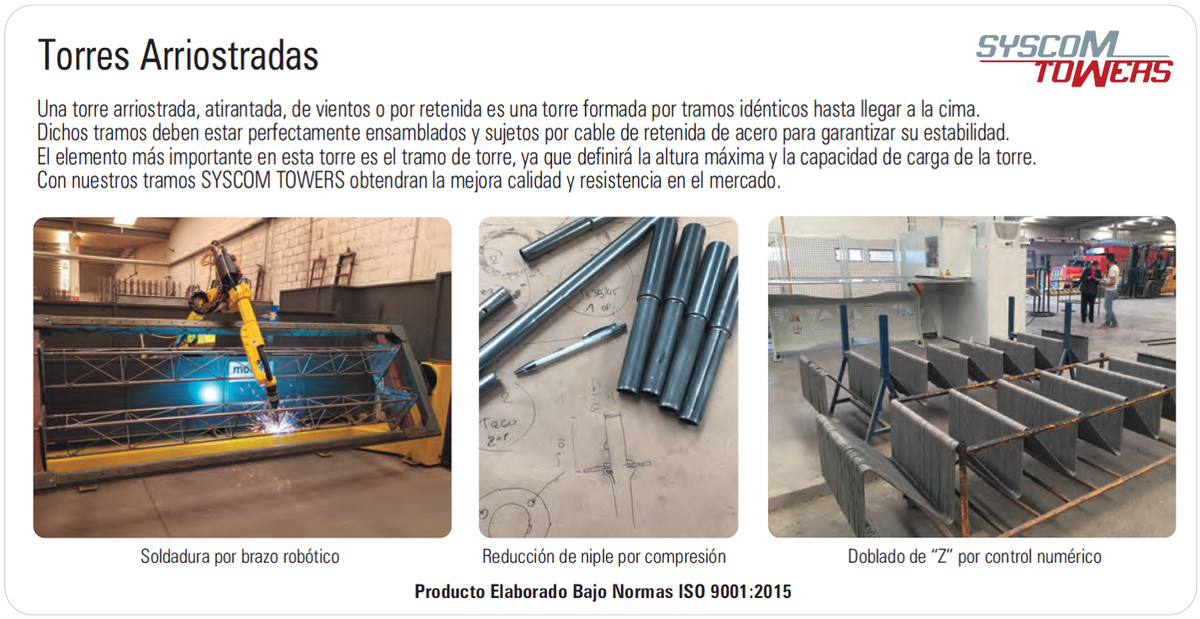 Tramo de Torre Arriostrada de 3m x 35cm, Galvanizado por Inmersión, Hasta 45 m de Elevación. Zonas Húmedas