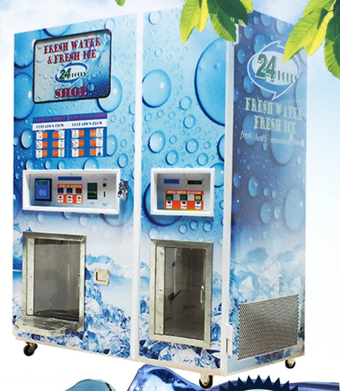 Maquina Expendedora de 3000L de Agua y 450Kg de Hielo por dia, Incluye Sistema de Filtrado, dispensador y sellado AUTOMATICO de bolsas, aceptador de monedas y sistema de configuracion local - Ciaespinoza.com