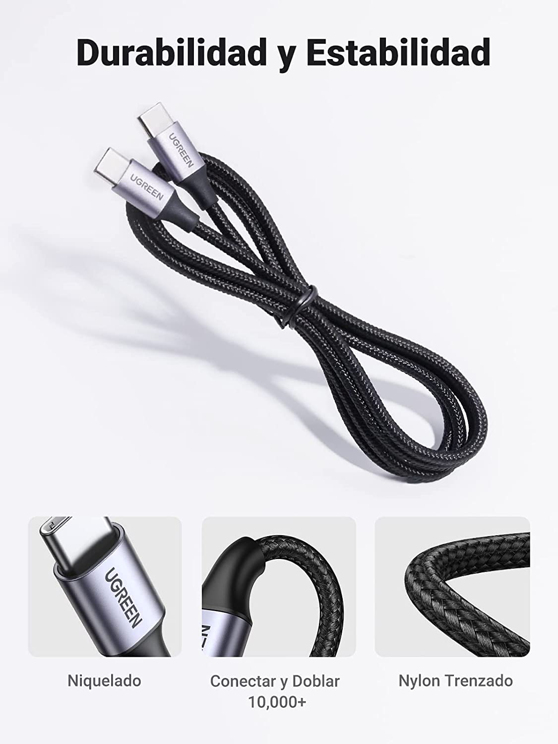 Cable USB-C a USB-C | 2 Metros (6.56 Pies) | Transferencia de Datos de 480 Mbps | Carga Rápida de Hasta 60W | QC 4.0/3.0/2.0 | PD3.0 | FPC | AFC |