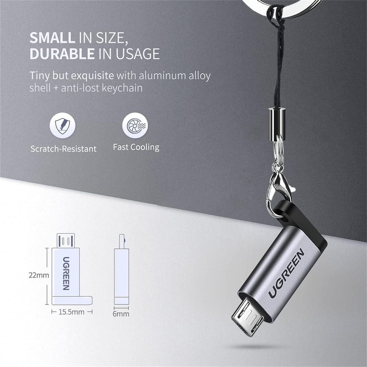 Adaptador USB-C 3.1 a Micro USB | Carga Rápida | FPC/QC2.0 | Sincronización de Datos | Velocidad de Transferencia de hasta 480Mbps | Incluye Cordón |