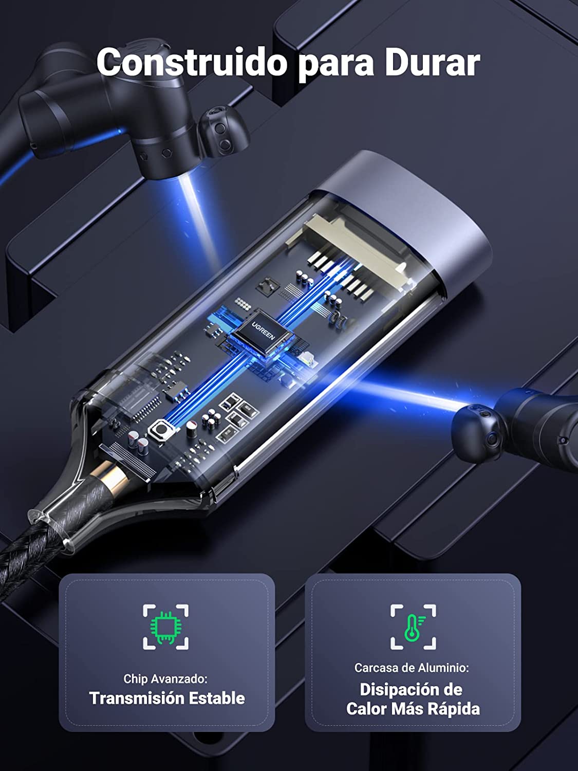 Cable Adaptador USB C a HDMI 4K@60Hz / Convertidor Thunderbolt 3 / Caja de Aluminio / HDMI V2.0 / 3D / Longitud del Cable 10 cm (3.94 Pulgadas)