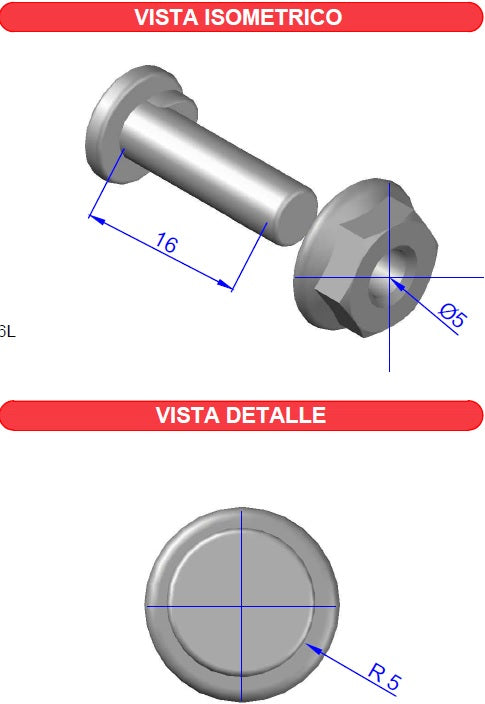 Tornillo + tuerca milimétrico, con acabado Electro Zinc