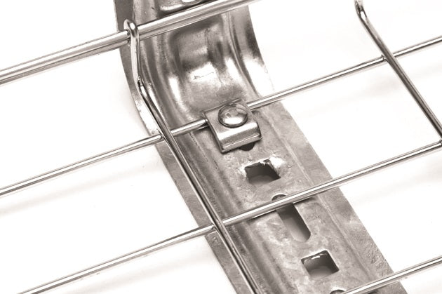 Ménsula omega tipo L inteligente, 210mm de ancho, con acabado Electro Zinc