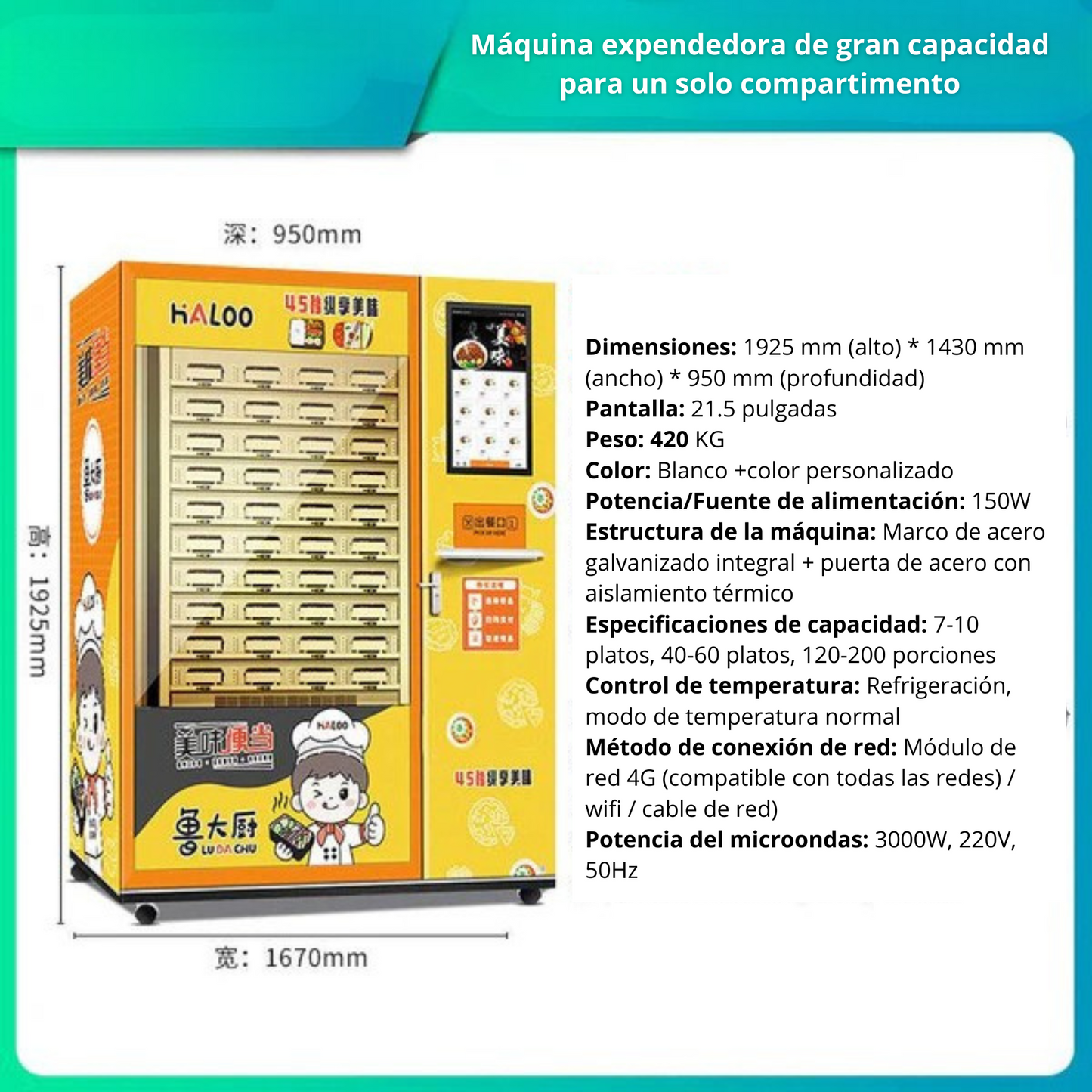 Pre-made food vending machine, box lunch, fast food automatic heating vending machine, cooked food vending machine