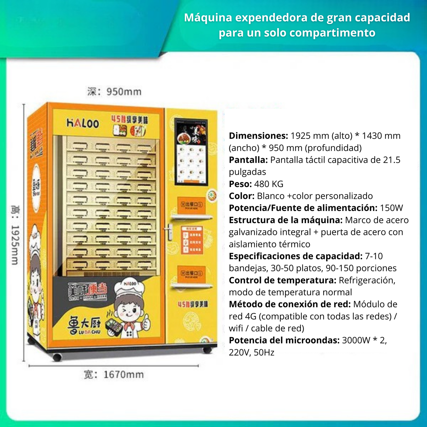 Pre-made food vending machine, box lunch, fast food automatic heating vending machine, cooked food vending machine