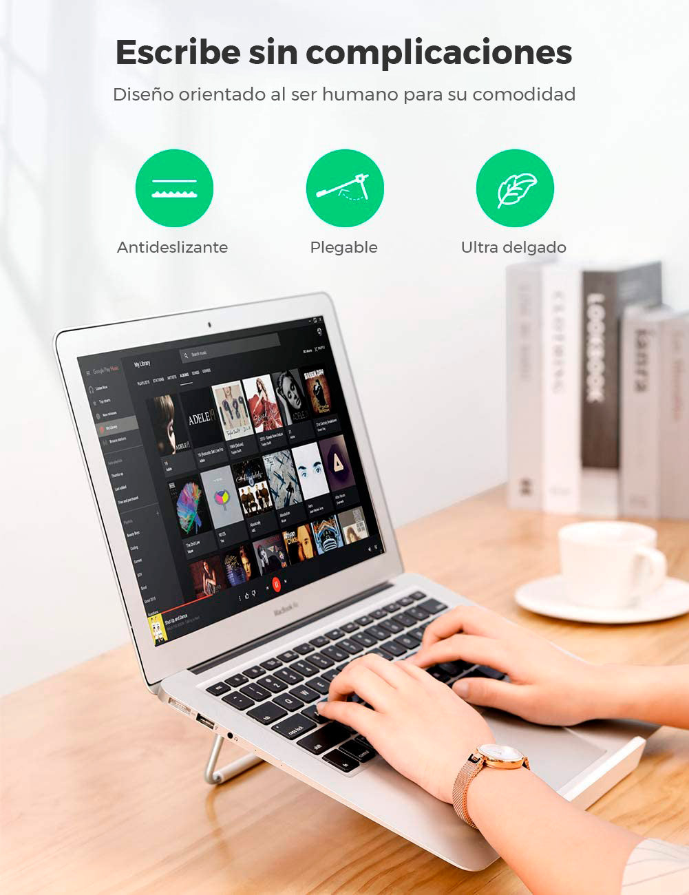 Soporte para Laptop / Plegable / Ajustable de 87 a 131 mm / Amplia compatibilidad 11''-16'' / Capacidad de carga 20 KG / Antideslizante / Ultra