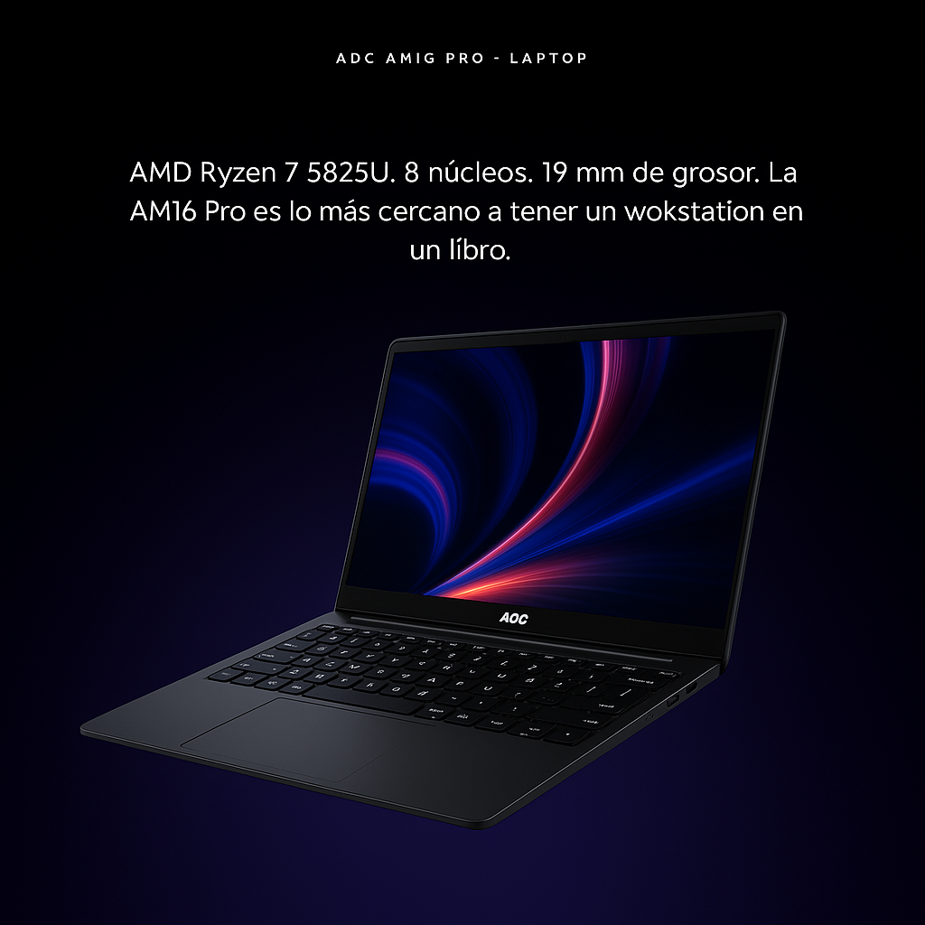 Laptop AM16 Pro / AMD Ryzen 7 5825U / 16 GB RAM DDR4 / 512 GB SSD / Wi-Fi 6 / Bluetooth 5.2 / Windows 11 / Multiple Puertos