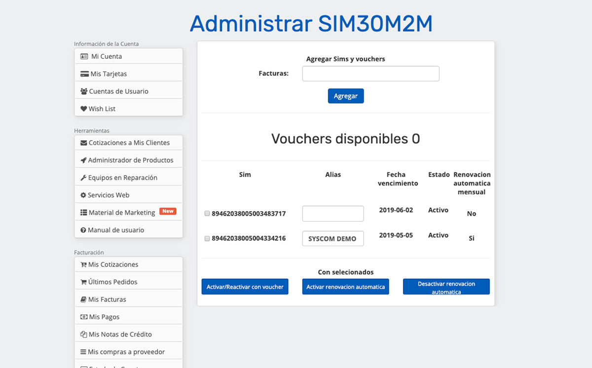 (VOUCHER) Mes de Servicio para SIM SIM30M2M (25MB)