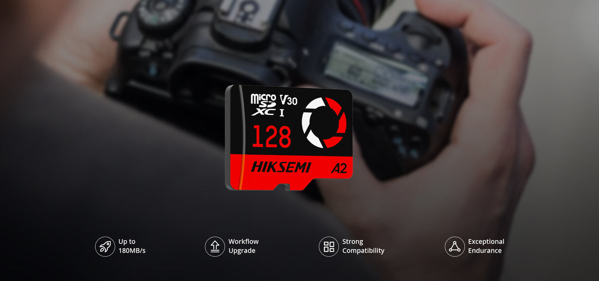 Memoria microSD / 64 GB / 180 MB/s Lectura / 150 MB/s Escritura / V30 U3 A2 / Para Drones y Cámaras de Acción / HIKSEMI CAPTURE E3