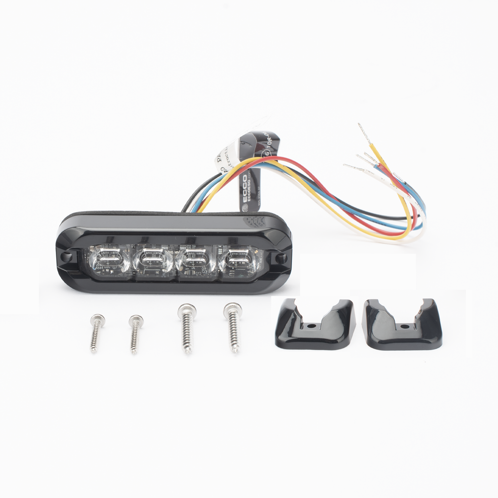 Luz Auxiliar Flexible UltraFlex 8 LED / Ámbar-Blanco / Lente Transparente / Montaje en Curva hasta 120° / 69 Patrones de Destello / SAE Class I y II