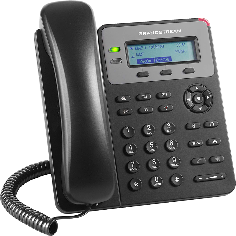 Teléfono IP SMB de 1 Línea, 1 Cuenta SIP con 3 teclas de función programables y conferencia de 3 vías. 5Vcc