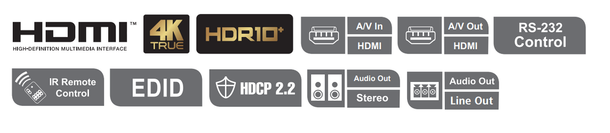 Conmutador matricial HDMI 2 x 2 True 4K con desembebedor de audio