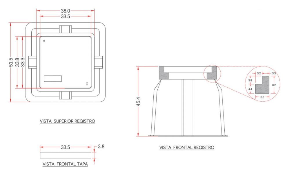 Registro para Alumbrado Público 12x12x18 Pulgadas (30.48 x 30.48 x 45.72 cm), Resistencia 3 Toneladas, Uso Peatonal
