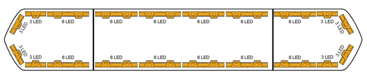 Barra de luces de 48", 96 LED, Ambar, Ideal Para Equipar Unidades De Seguridad Privada, Mineria e Industria