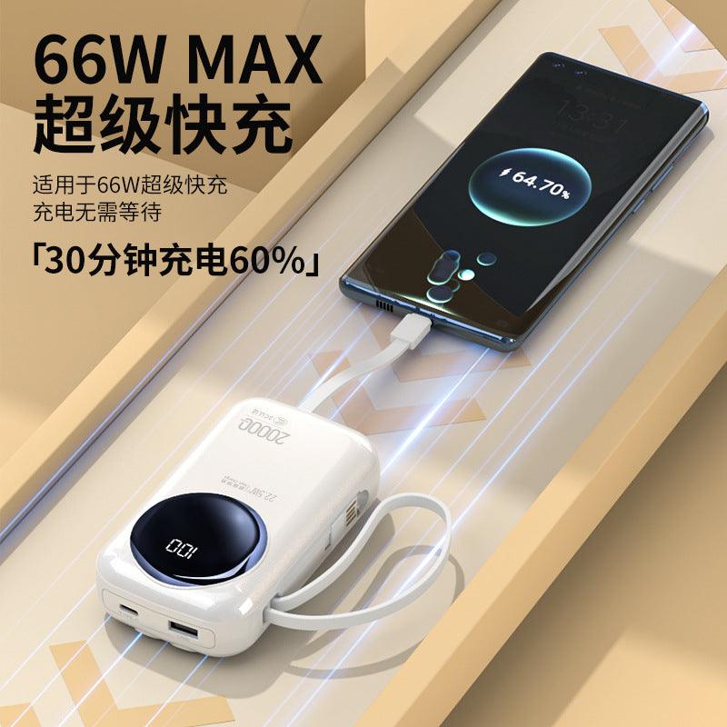 Powe Bank de carga rápida de 66 W viene con una fuente de alimentación móvil de modo privado por cable, 20,000 mAh, gran capacidad, compacta y portátil, y 3C - Ciaespinoza.com