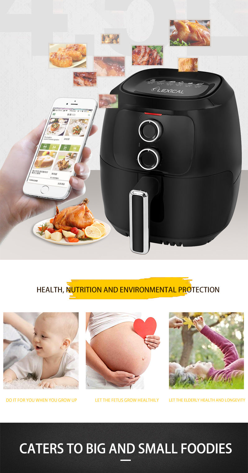 Freidora de Aire 4.5 L Multifuncional | Menos Aceite, Automática con Temporizador, Air Fryer Eléctrica para el Hogar