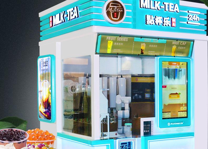 Local movil con maquina expendedora de bebidas con tapioca, té con leche, de brazo robótico automatizado 24/7 - Ciaespinoza.com