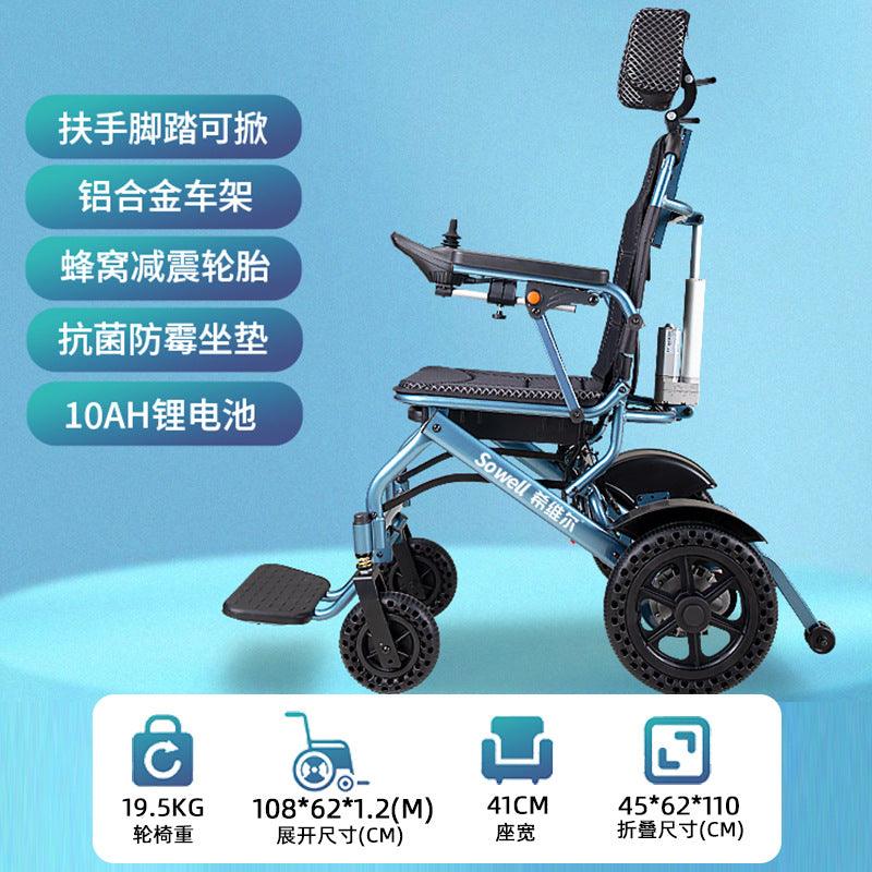 Silla de ruedas eléctrica con batería de litio, ligera, portable, plegable, ruedas anti ponchaduras - Ciaespinoza.com