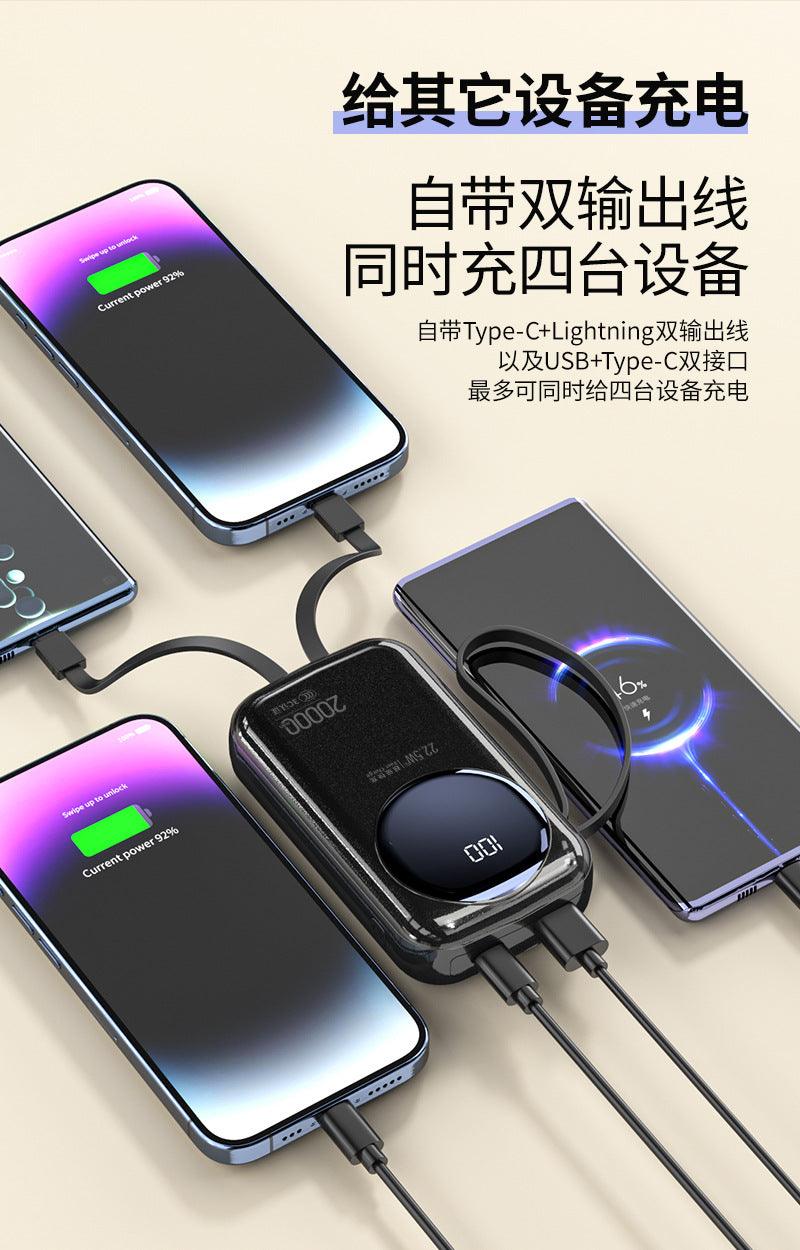 Powe Bank de carga rápida de 66 W viene con una fuente de alimentación móvil de modo privado por cable, 20,000 mAh, gran capacidad, compacta y portátil, y 3C - Ciaespinoza.com