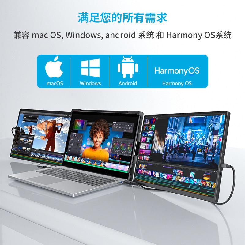 Monitor portátil de doble pantalla de 14,1 pulgadas, pantalla secundaria de teléfono móvil, pantalla externa conveniente - Ciaespinoza.com