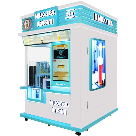 Local movil con maquina expendedora de bebidas con tapioca, té con leche, de brazo robótico automatizado 24/7 - Ciaespinoza.com