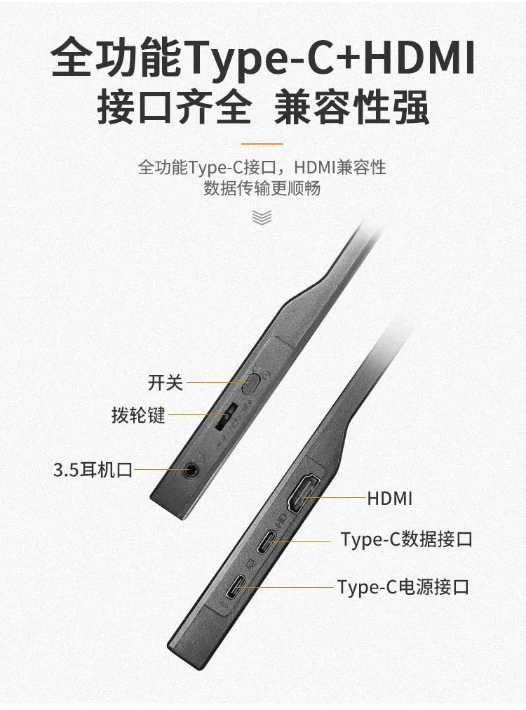 15.6 inch HD IPS HDMI & USB-C portable monitor and other sizes, compatible with Computers, Laptops, PS4, Switch, Xbox, Smartphones
