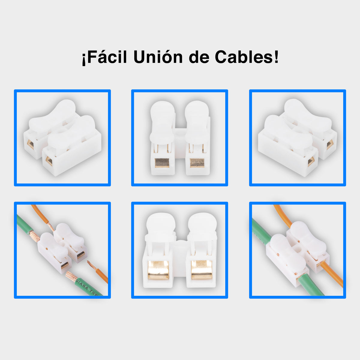 Conector tipo PUSH de 2 Contactos / Para una Conexión Rápida / Puentes de Cables