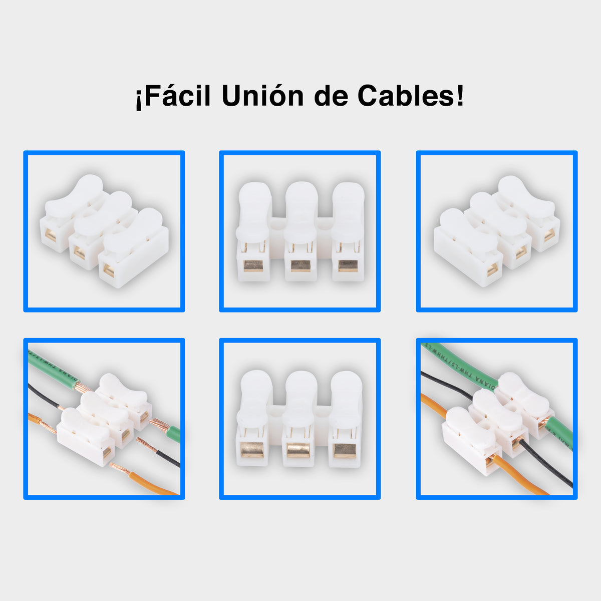 Conector tipo PUSH de 3 Contactos / Para una Conexión Rápida / Puentes de Cables