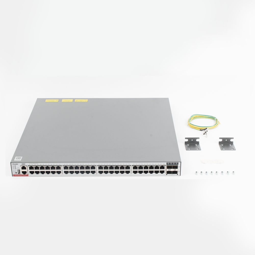 RG-CS83-48GT4XS-PD Switch Administrable Capa 3 PoE con 48 puertos Gigabit 802.3af/at + 4 SFP+ para fibra 10Gb, hasta 1,480 watts, gestión gratuita